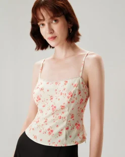 Pink Floral Cropped Cami Top