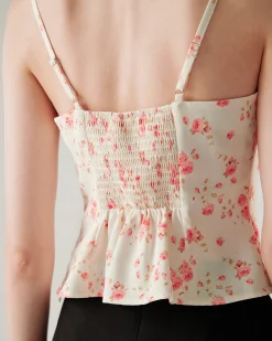 Pink Floral Cropped Cami Top