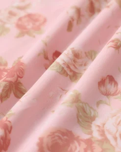 Pink Floral Halter Backless Midi Dress