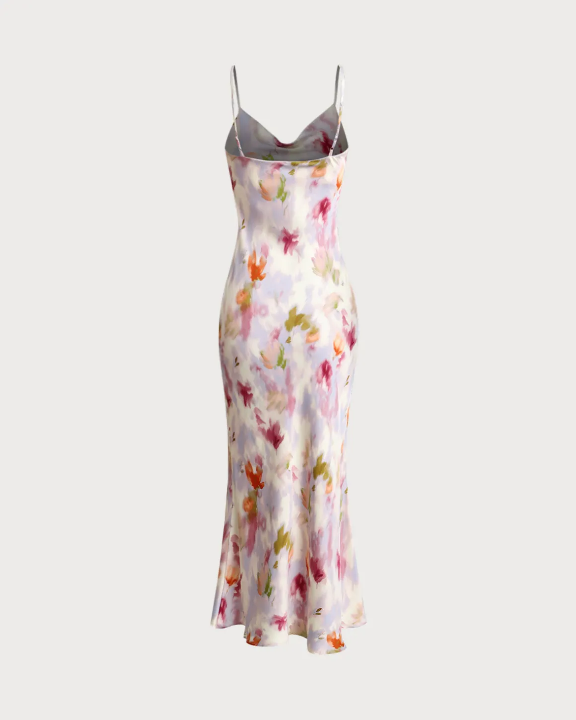 Pink Floral Mermaid Slip Midi Dress