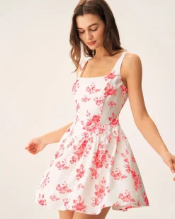 Pink Floral Ruched Mini Dress