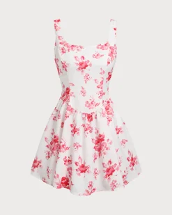 Pink Floral Ruched Mini Dress