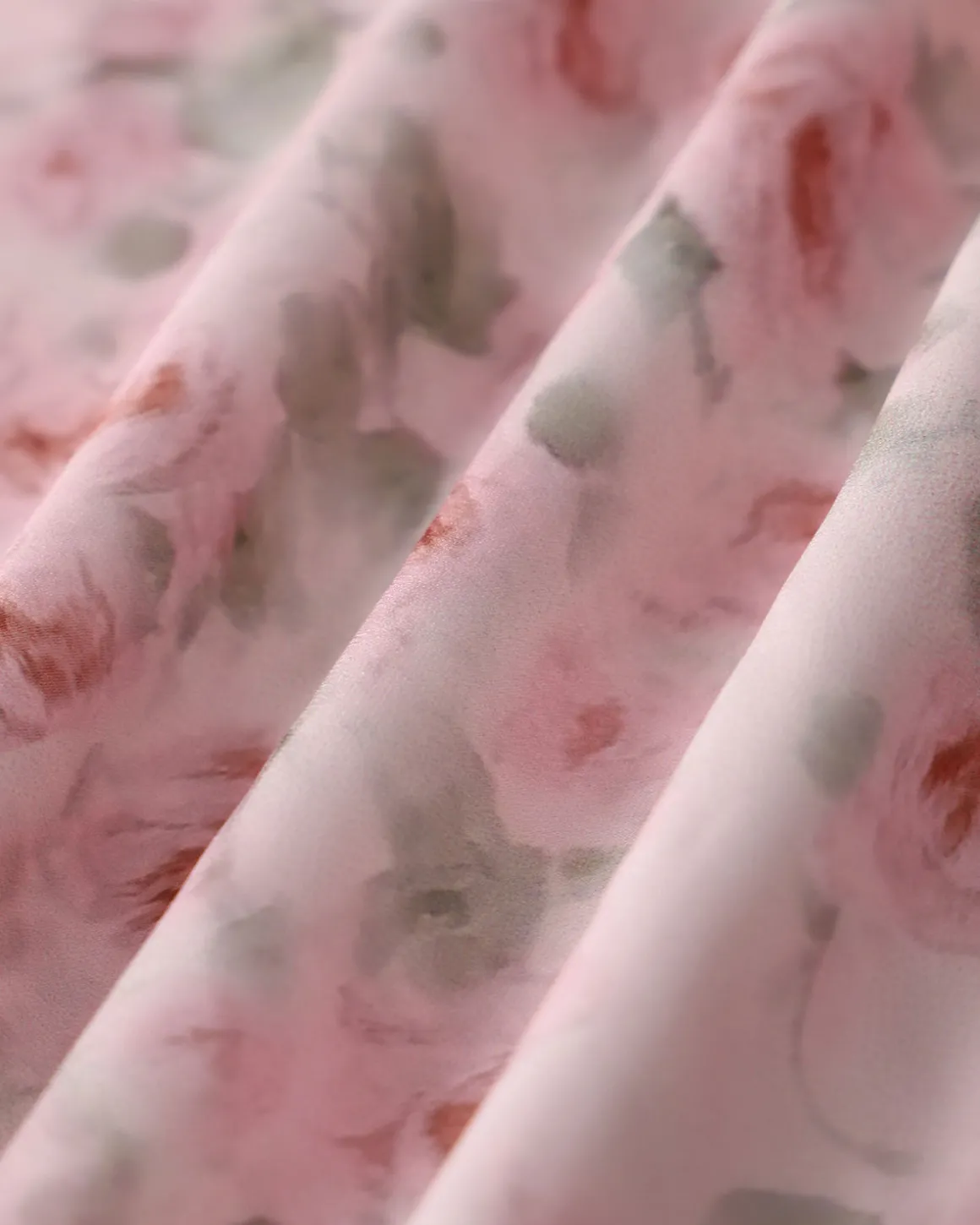 Pink Floral Shirred Slip Midi Dress