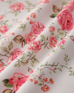 Pink Floral Sweetheart Neck Shirred Slip Midi Dress