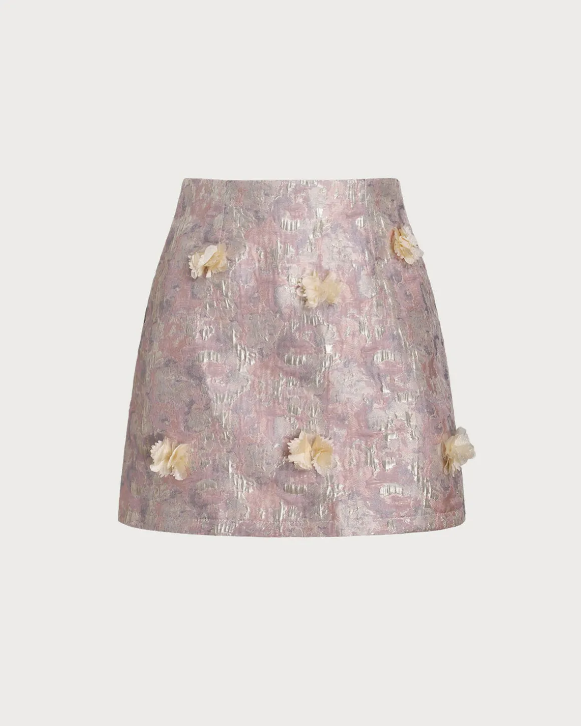 Pink Floral Textured A-Line Mini Skirt