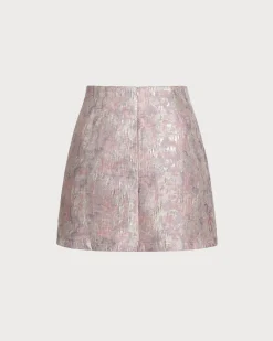 Pink Floral Textured A-Line Mini Skirt