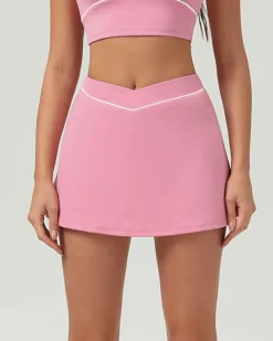 Pink High Stretch A-Line Yoga Skirt