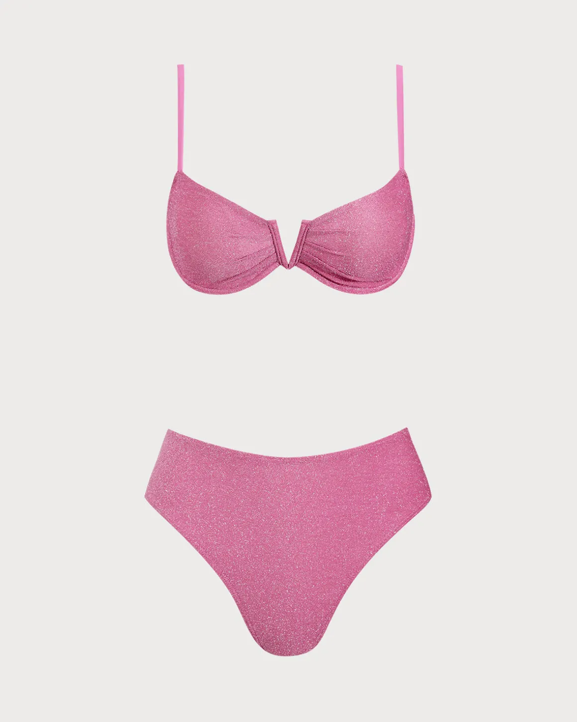 Pink Lurex Underwire Bikini Set