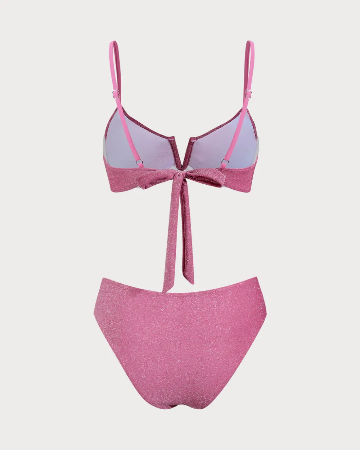 Pink Lurex Underwire Bikini Set