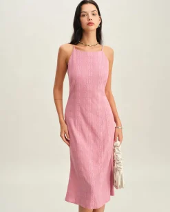 Pink Mermaid Slip Midi Dress