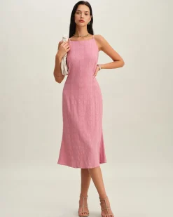 Pink Mermaid Slip Midi Dress