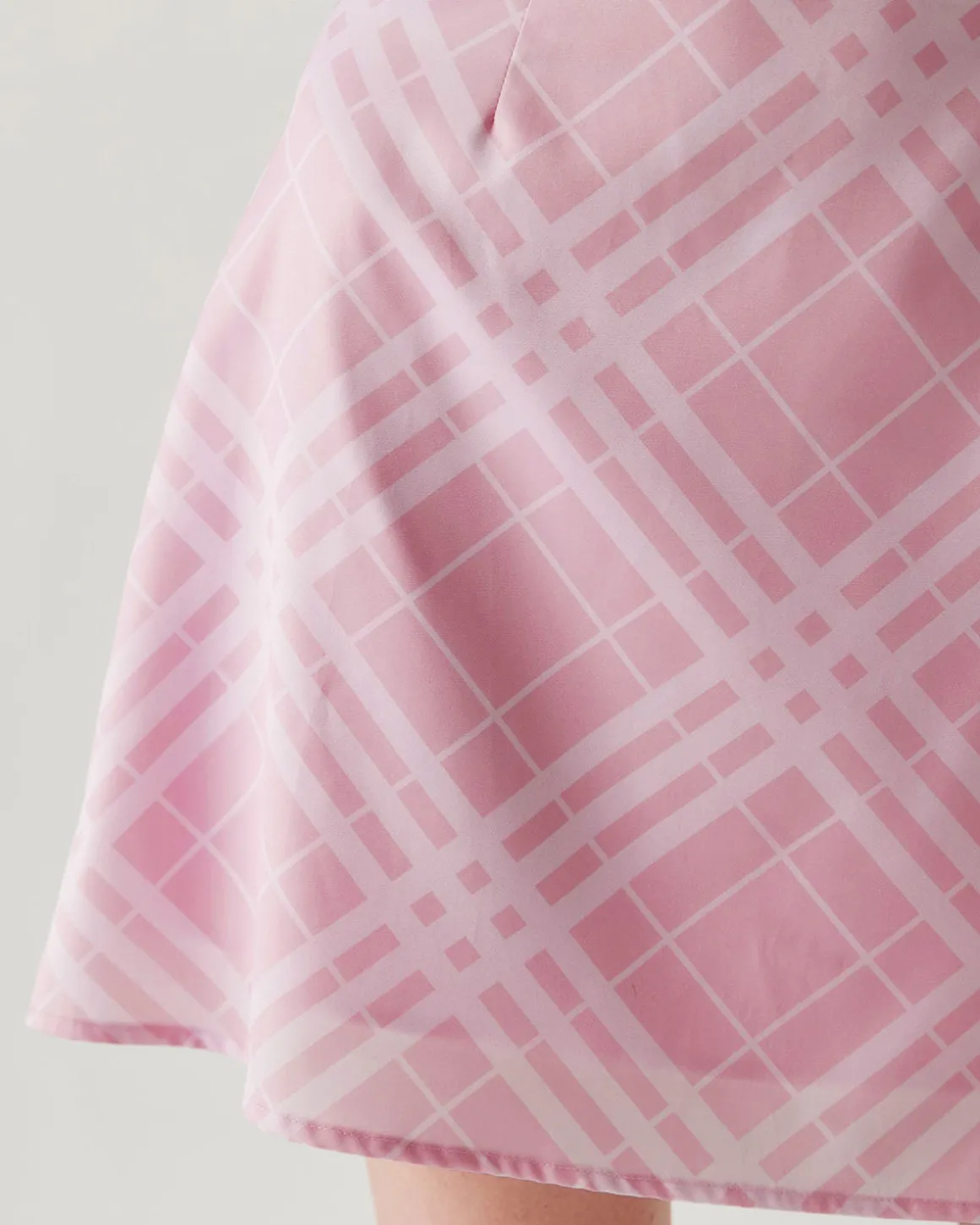 Pink Plaid A-line Mini Skirt