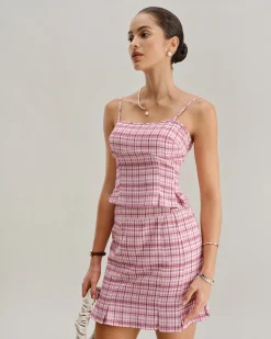 Pink Plaid Cami Top