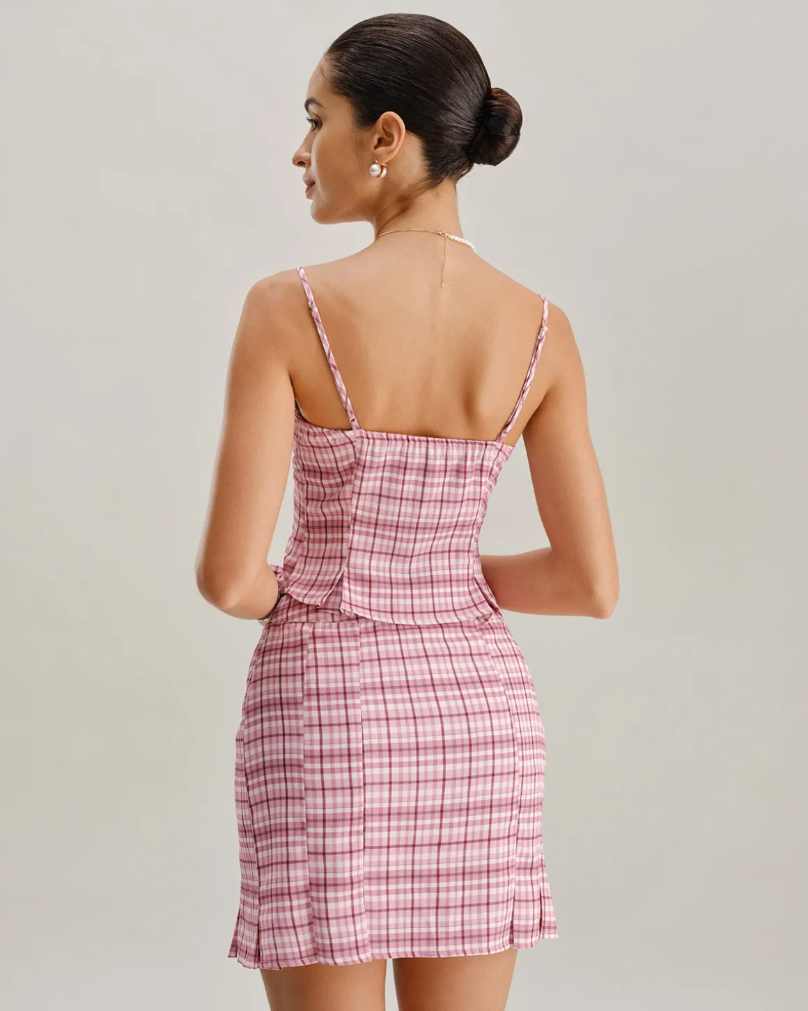 Pink Plaid Cami Top
