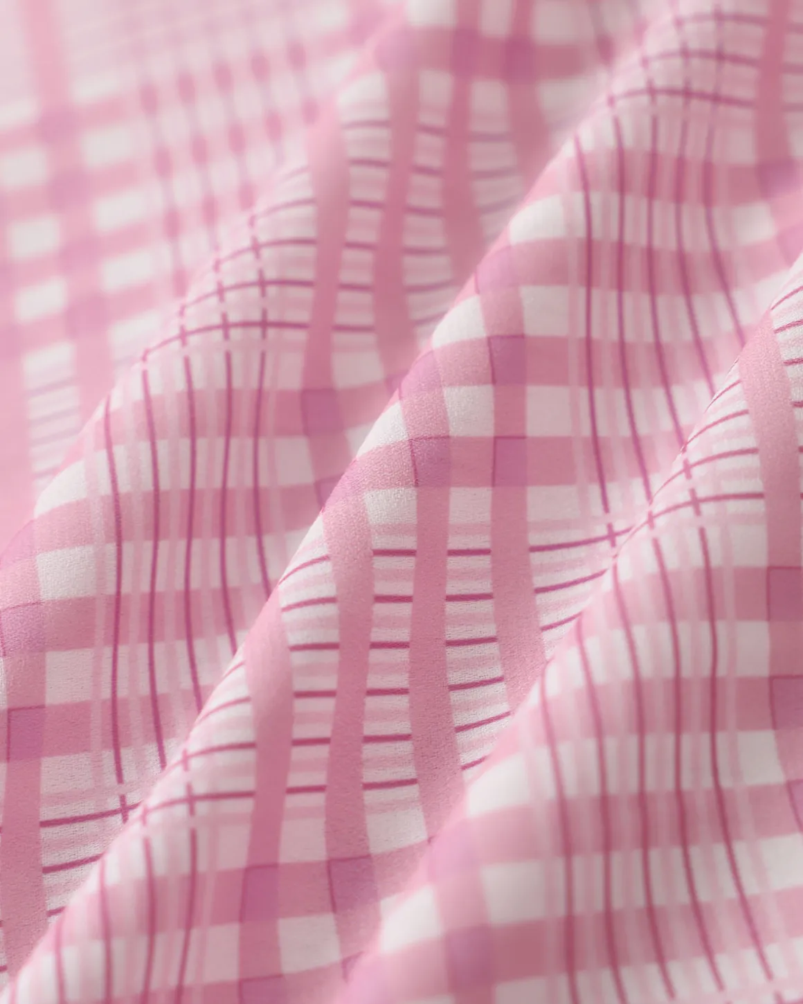 Pink Plaid V-Neck Midi Dress