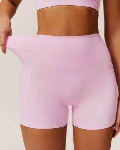 Pink Pocket High Waisted Yoga Shorts