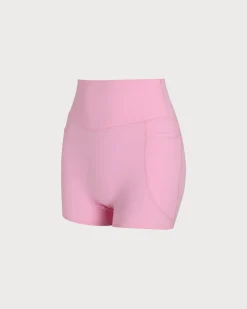 Pink Pocket High Waisted Yoga Shorts
