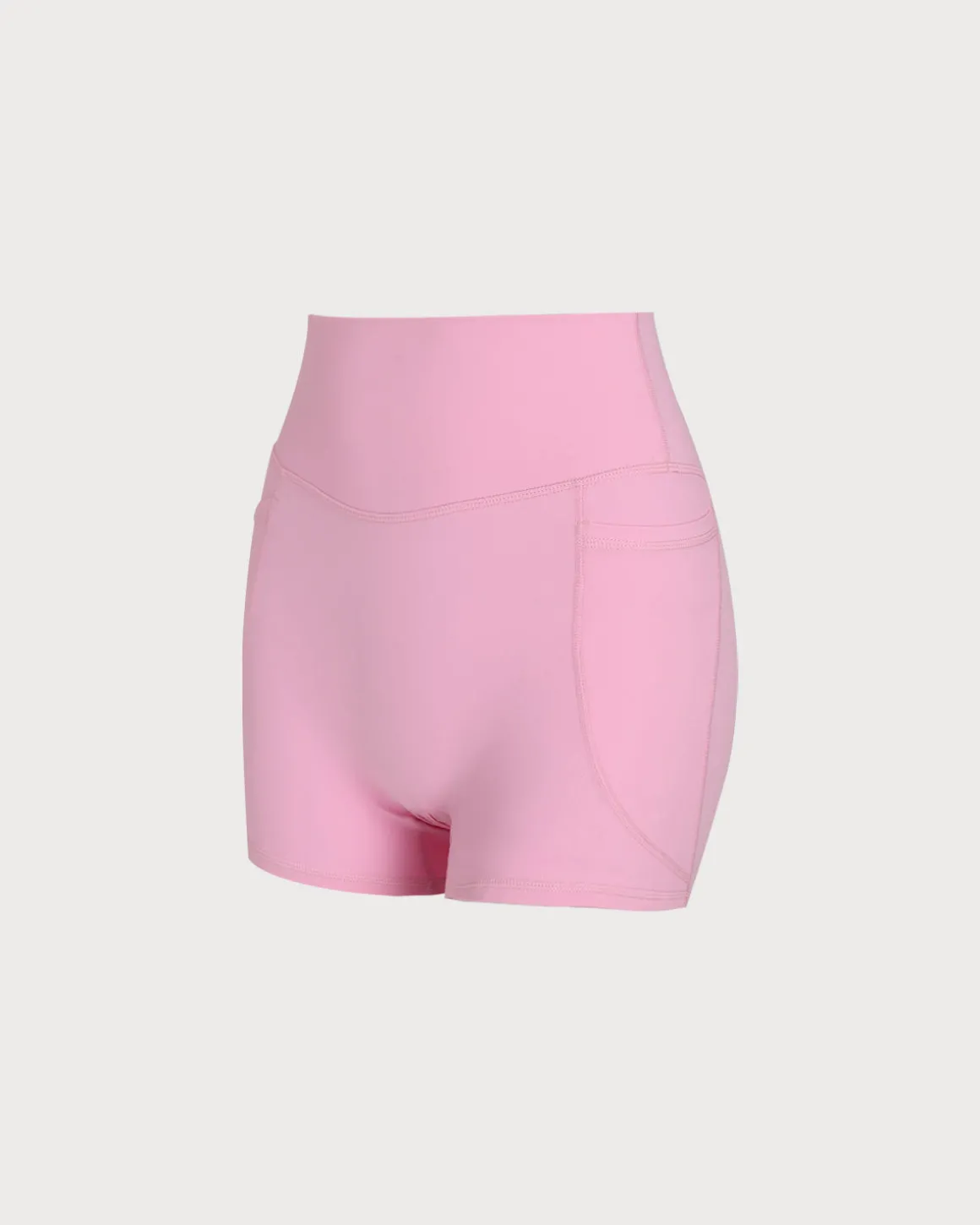 Pink Pocket High Waisted Yoga Shorts