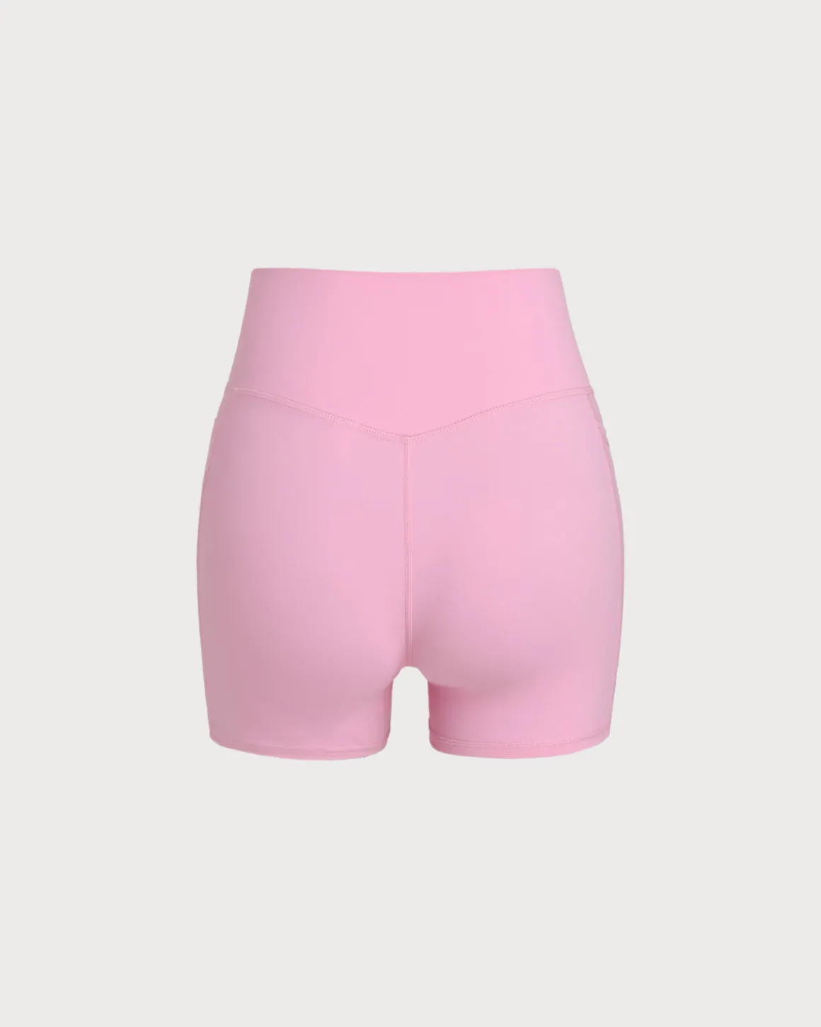 Pink Pocket High Waisted Yoga Shorts