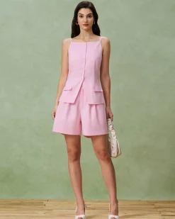 Pink Ruched Pocket Shorts