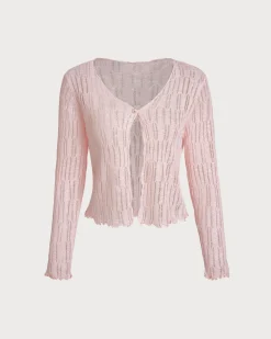 Pink Single Button Slim Cardigan