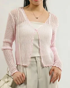 Pink Single Button Slim Cardigan