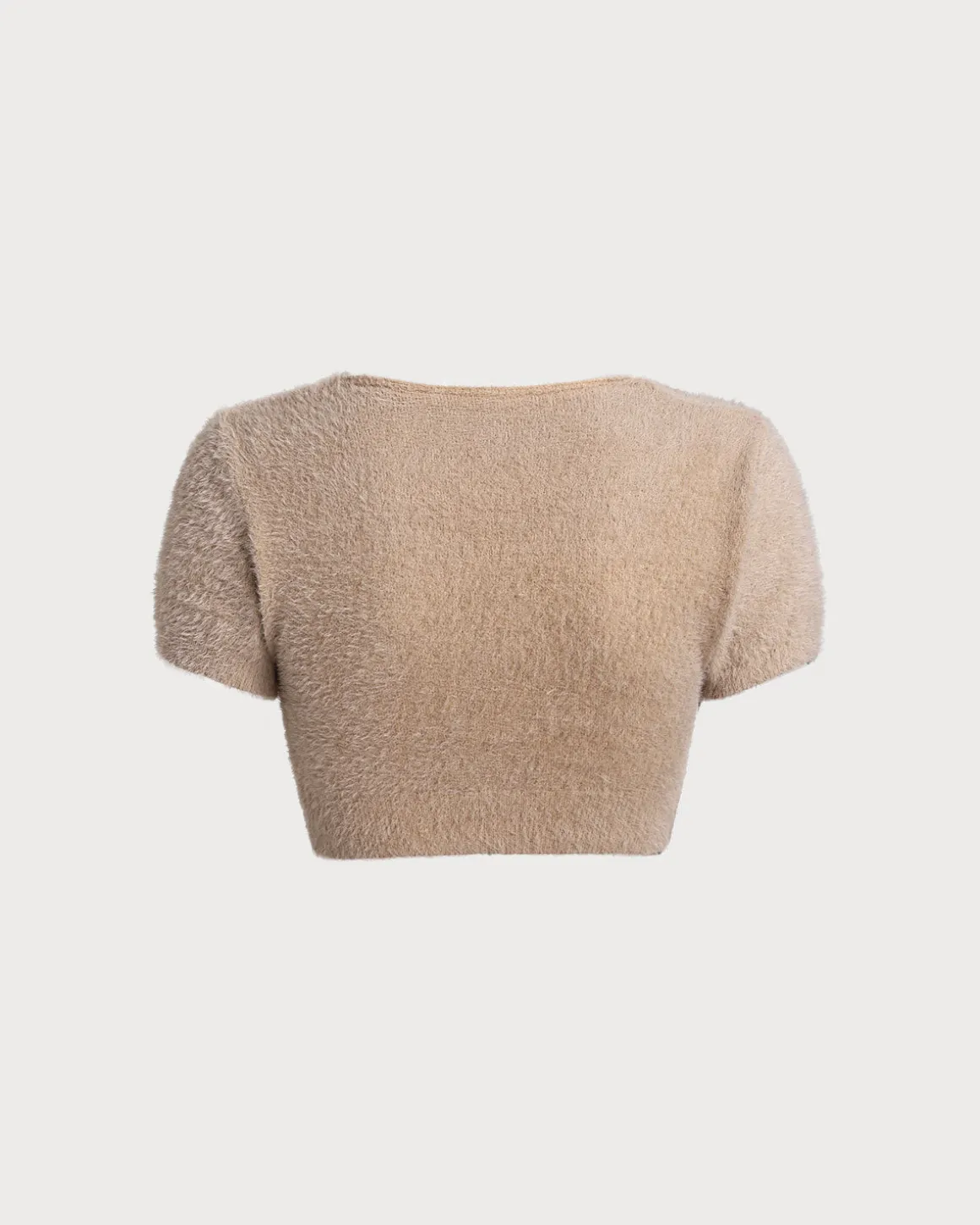 Pink Square Neck Cropped Knit Tee