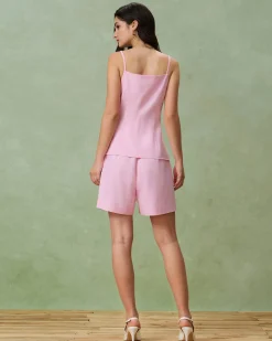 Pink Square Neck Pocket Vest
