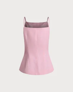 Pink Square Neck Pocket Vest