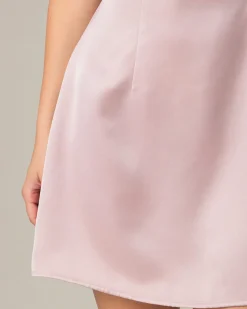 Pink Square Neck Satin Mini Dress