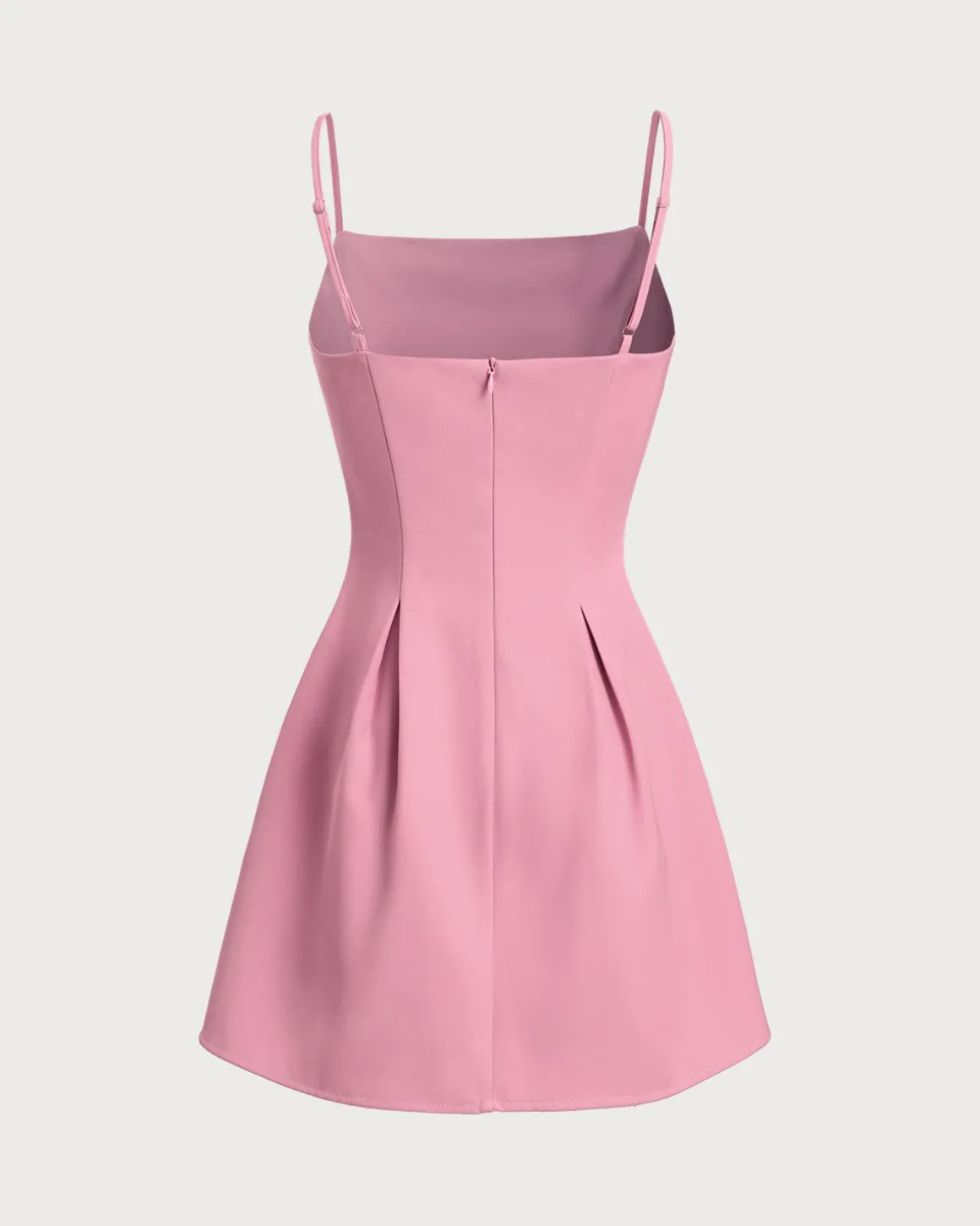 Pink Square Neck Slip Pleated Mini Dress