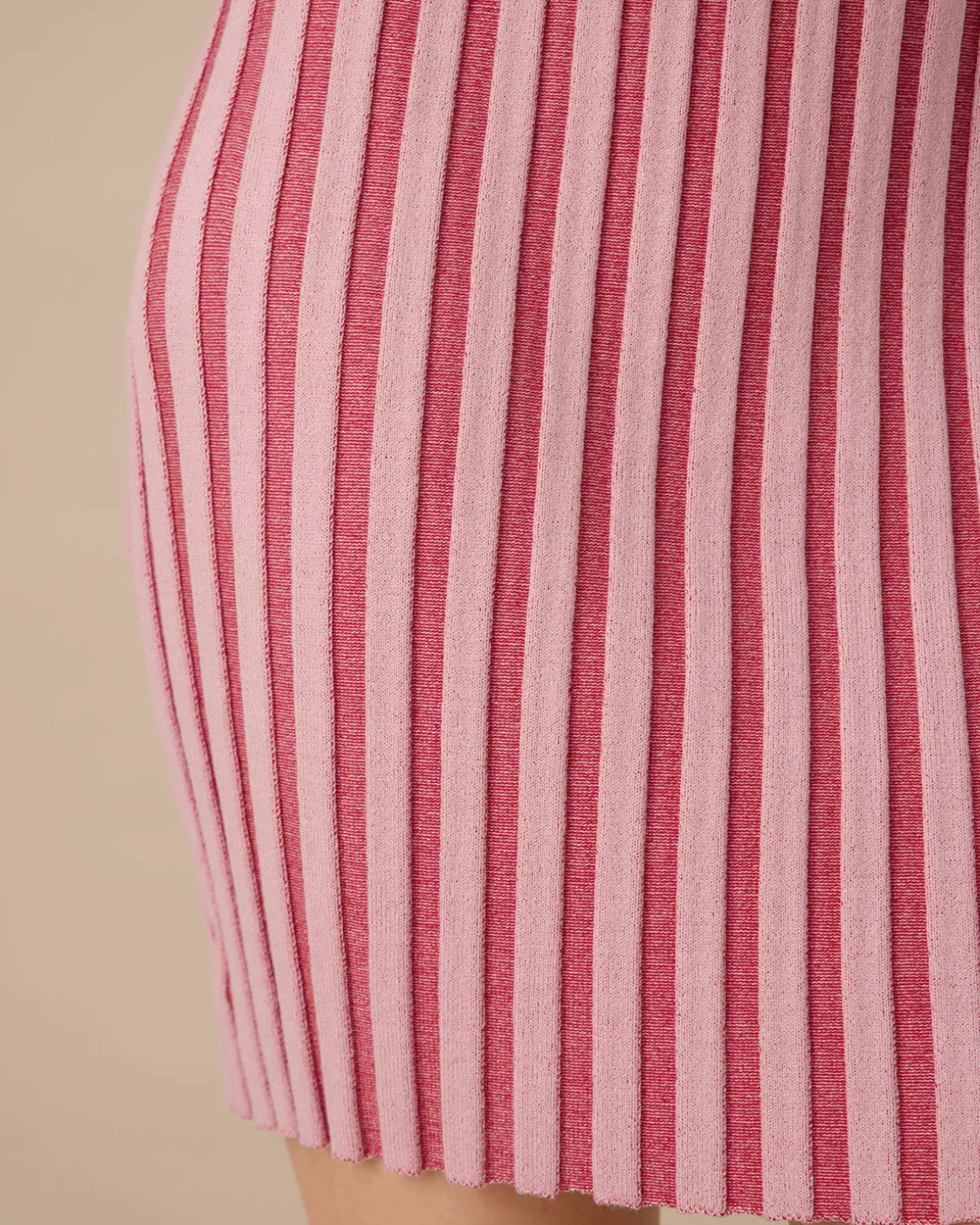Pink Striped Off The Shoulder Bodycon Sweater Dress