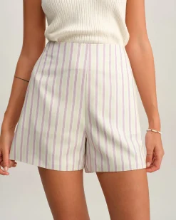 Pink Striped Pocket Shorts