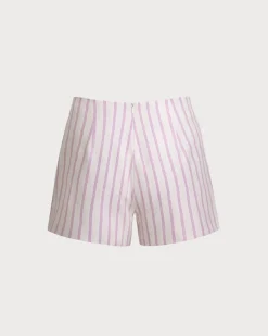 Pink Striped Pocket Shorts