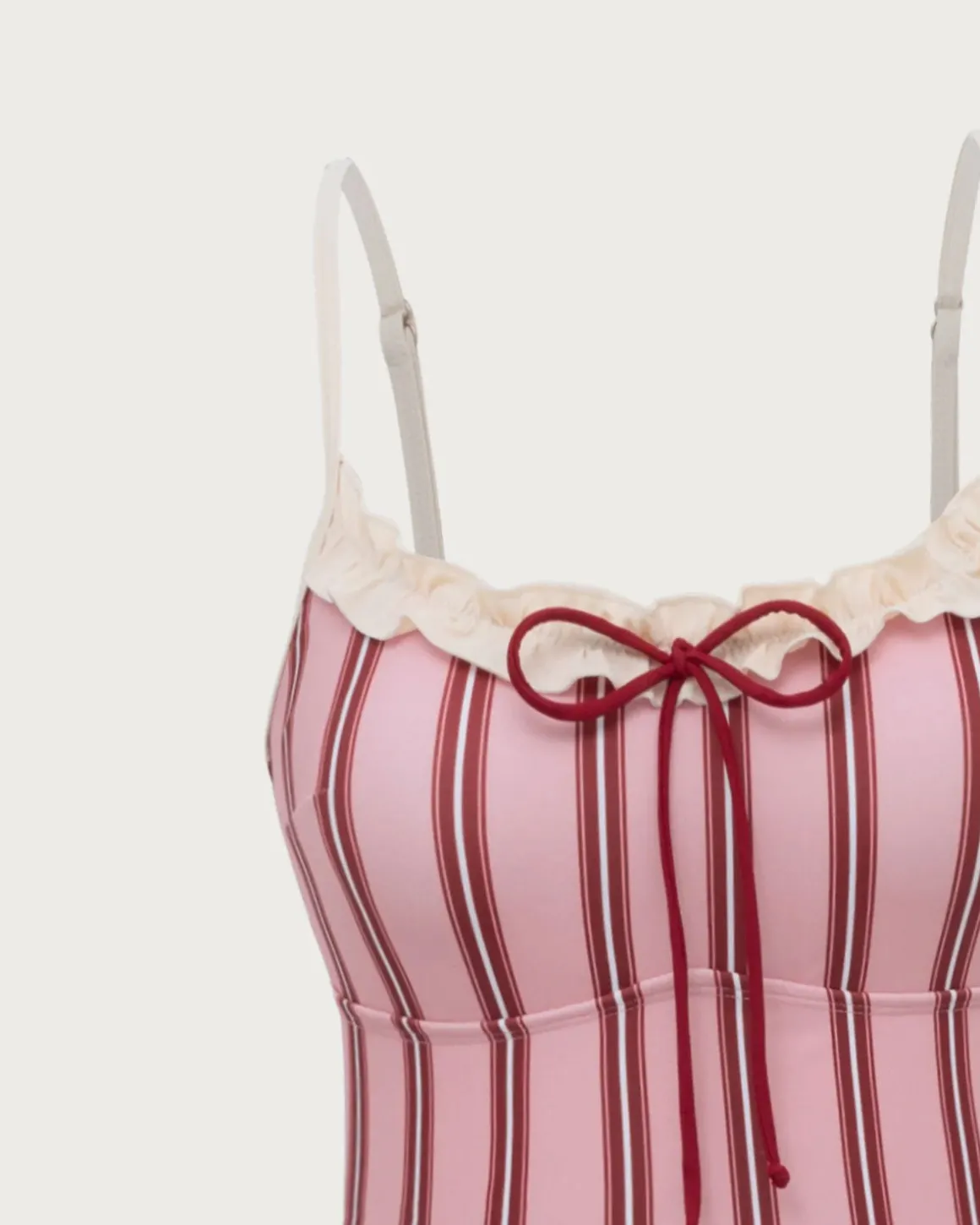 Pink Striped Tankini Swimsuit