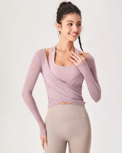 Pink Surplice Long Sleeve Cover-up - Light Support