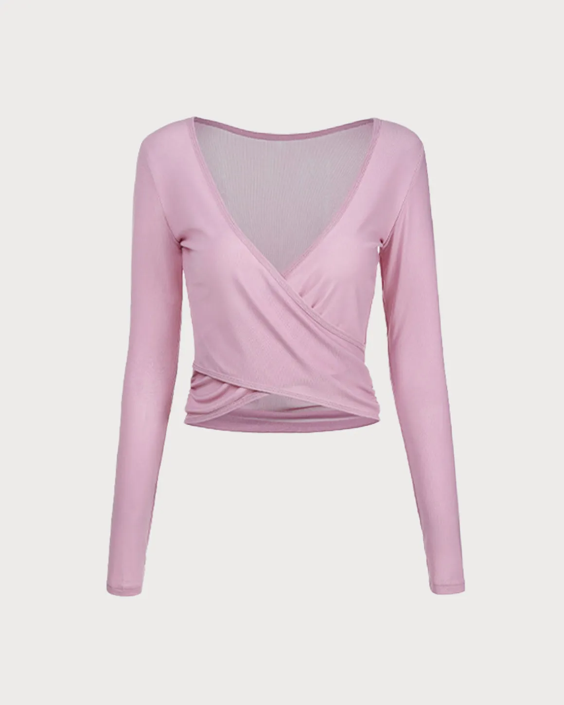Pink Surplice Long Sleeve Cover-up - Light Support