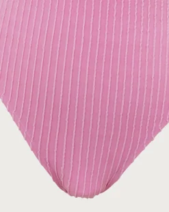 Pink Textured Cutout One-Piece Swimsuit