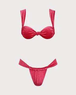 Pink Velvet Twist Bikini Set