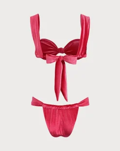 Pink Velvet Twist Bikini Set