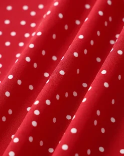 Plus Size Red V Neck Polka Dot Midi Dress