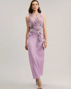 Purple Elastic Waist A-Line Midi Skirt