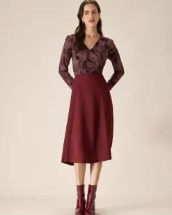 Purple Floral Ruched Wrap Tee