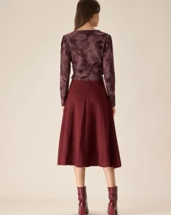 Purple Floral Ruched Wrap Tee