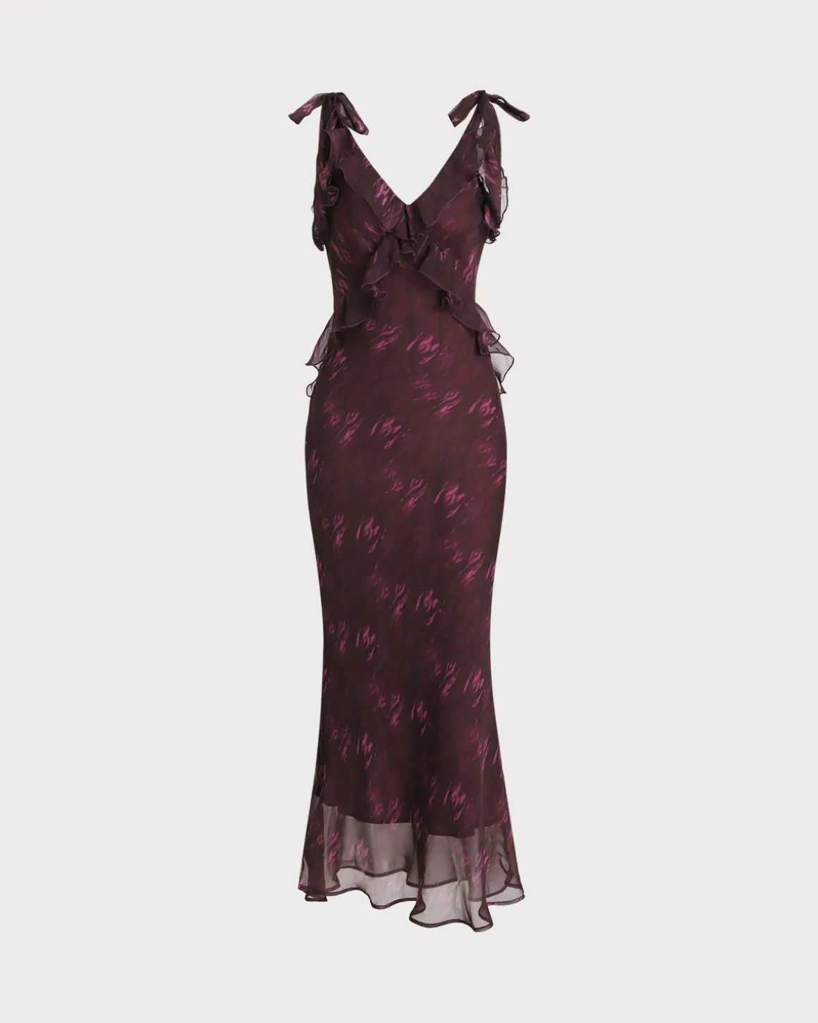 Purple Floral Ruffle Slip Maxi Dress