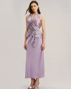 Purple Floral See-through Vest