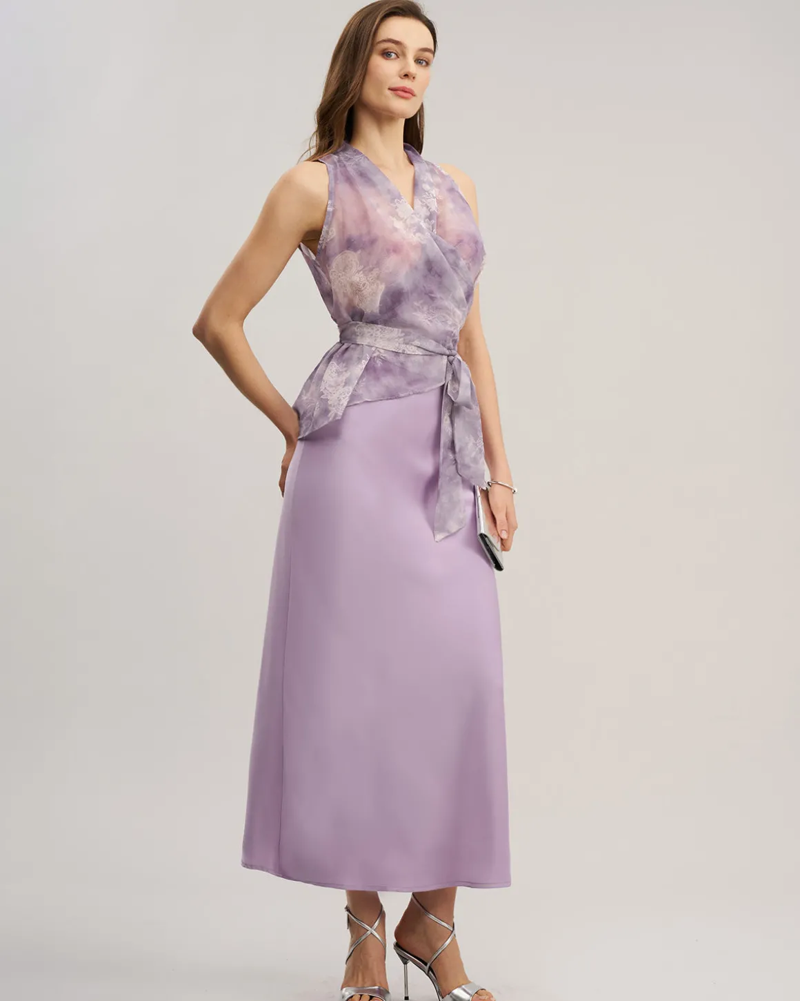 Purple Floral See-through Vest