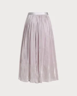 Purple Flowy Pleated Midi Skirt