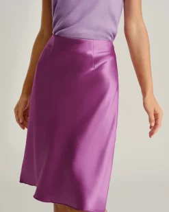 Purple Knee Length Straight Skirt