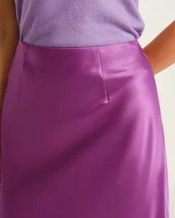 Purple Knee Length Straight Skirt